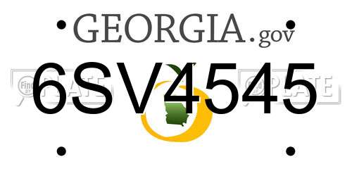 6SV4545 Georgia License Plate