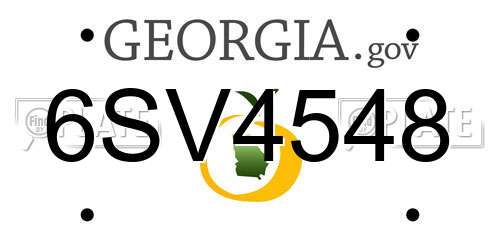 6SV4548 Georgia License Plate