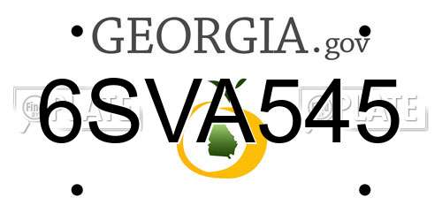 6SVA545 Georgia License Plate