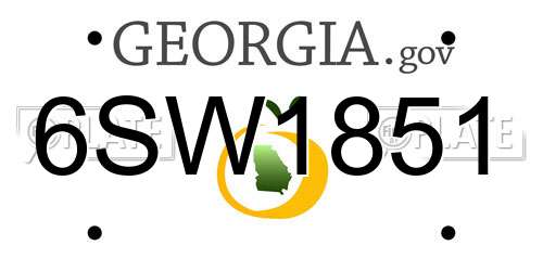 6SW1851 Georgia License Plate