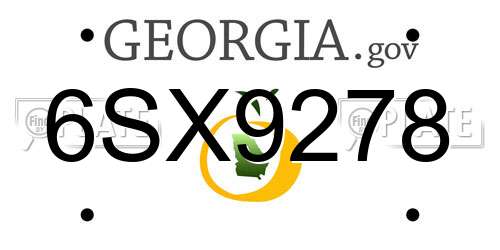 6SX9278 Georgia License Plate