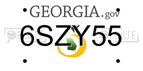 6SZY55 Georgia License Plate