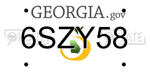 6SZY58 Georgia License Plate