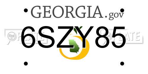 6SZY85 Georgia License Plate