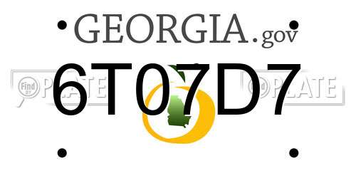 6T07D7 Georgia License Plate