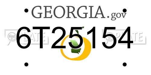 6T25154 Georgia License Plate