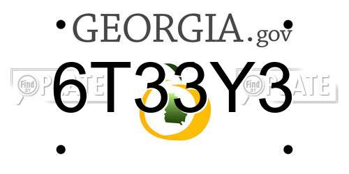 6T33Y3 Georgia License Plate