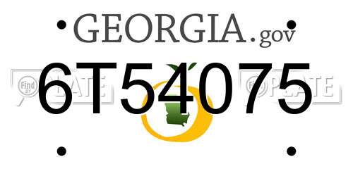 6T54075 Georgia License Plate