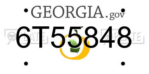 6T55848 Georgia License Plate
