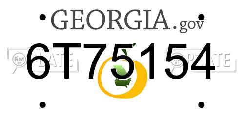 6T75154 Georgia License Plate