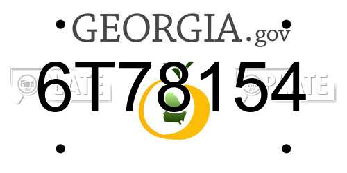 6T78154 Georgia License Plate