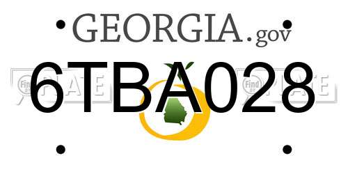 6TBA028 Georgia License Plate