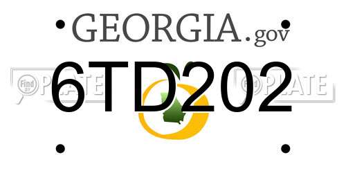 6TD202 Georgia License Plate