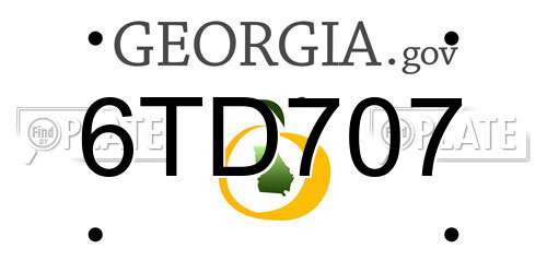 6TD707 Georgia License Plate