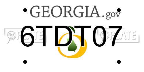 6TDT07 Georgia License Plate