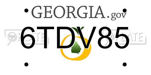 6TDV85 Georgia License Plate