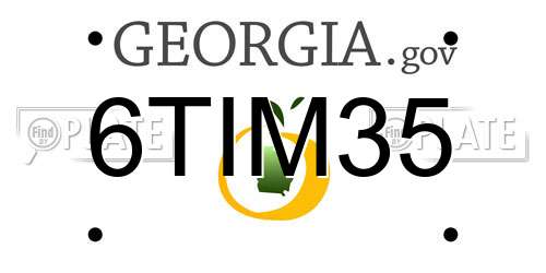 6TIM35 Georgia License Plate