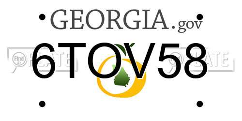 6TOV58 Georgia License Plate