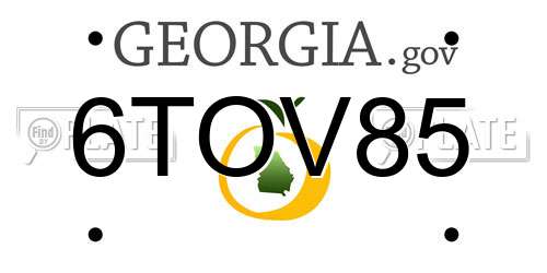 6TOV85 Georgia License Plate