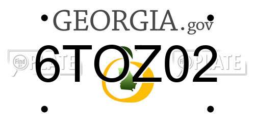 6TOZ02 Georgia License Plate