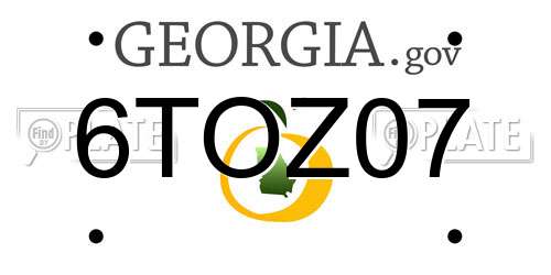 6TOZ07 Georgia License Plate