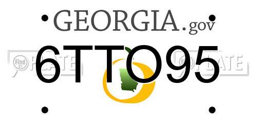 6TTO95 Georgia License Plate