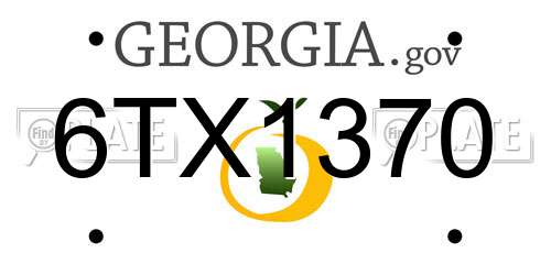 6TX1370 Georgia License Plate