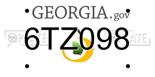 6TZ098 Georgia License Plate
