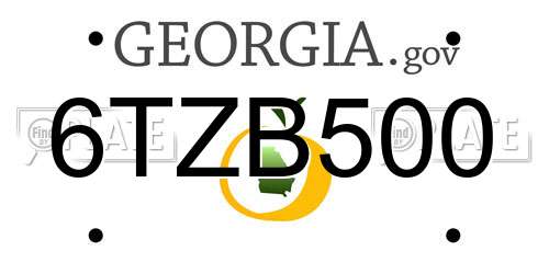 6TZB500 Georgia License Plate