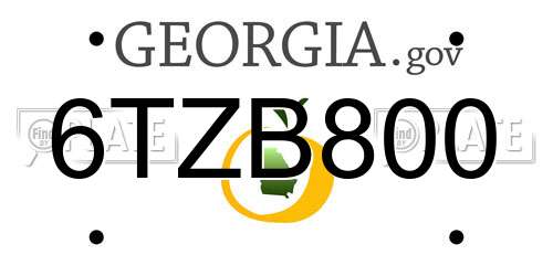 6TZB800 Georgia License Plate