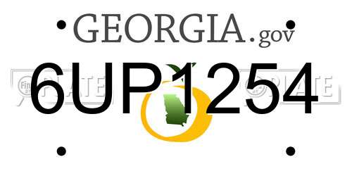 6UP1254 Georgia License Plate