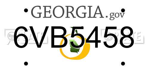 6VB5458 Georgia License Plate