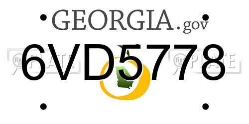 6VD5778 Georgia License Plate