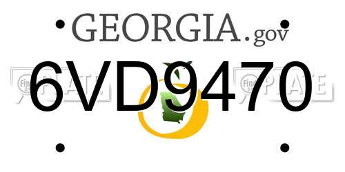 6VD9470 Georgia License Plate