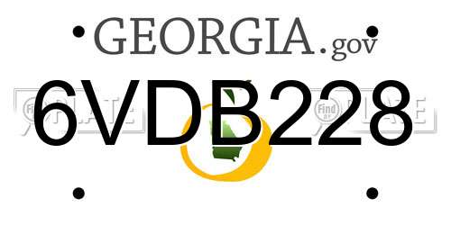6VDB228 Georgia License Plate