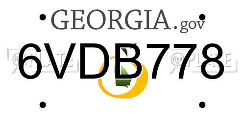 6VDB778 Georgia License Plate