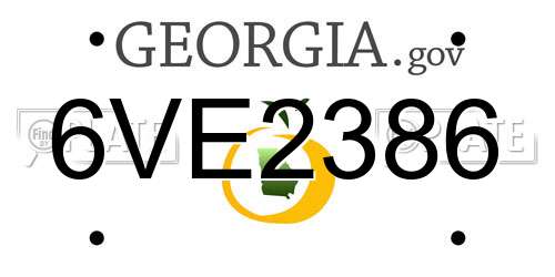 6VE2386 Georgia License Plate