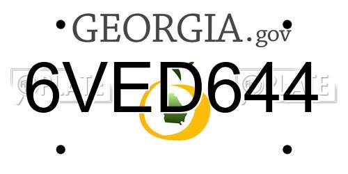 6VED644 Georgia License Plate