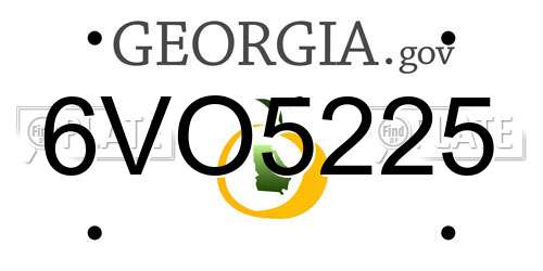 6VO5225 Georgia License Plate