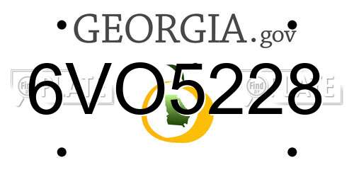 6VO5228 Georgia License Plate