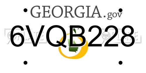 6VQB228 Georgia License Plate
