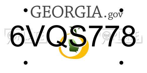 6VQS778 Georgia License Plate
