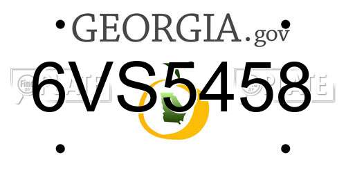 6VS5458 Georgia License Plate