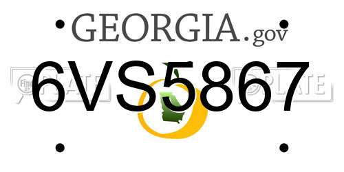 6VS5867 Georgia License Plate