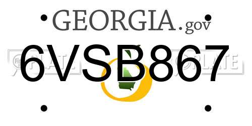 6VSB867 Georgia License Plate