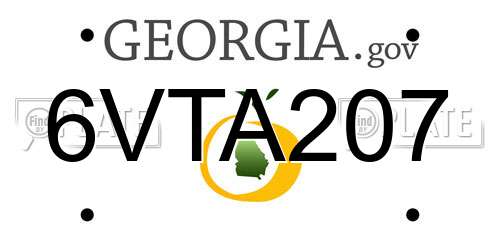 6VTA207 Georgia License Plate