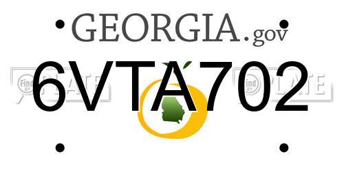 6VTA702 Georgia License Plate