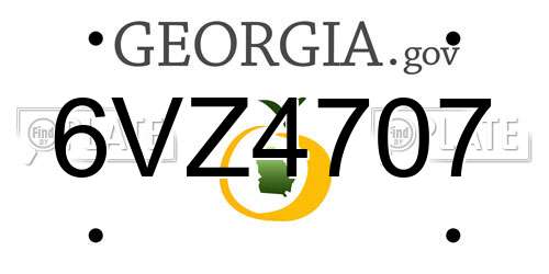 6VZ4707 Georgia License Plate