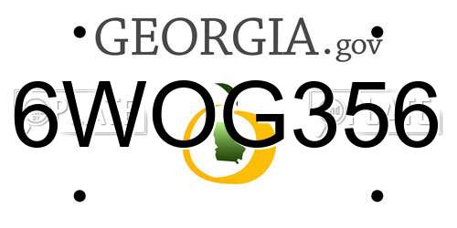 6WOG356 Georgia License Plate