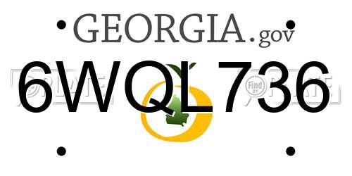 6WQL736 Georgia License Plate